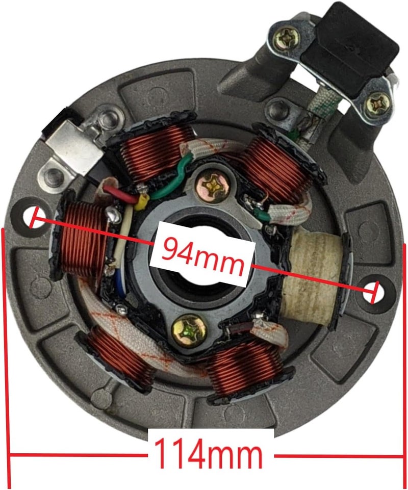 RedCap Stator Magneto 6 Coil 5-Wire with Mounting Plate for 50cc 70cc 90cc 110cc 125cc 140cc Dirt Pit Bikes Motocross ATV Quad Compatible with Apollo RFZ Z40 T40 Pitster Pro Stomp Thumpstar Engines - Image 2